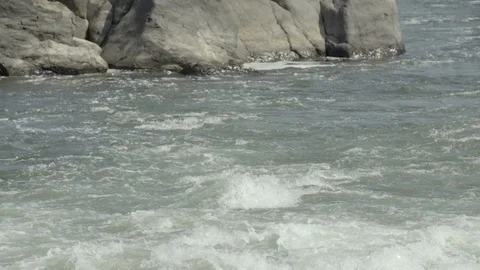 Rapids twist in slow motion on the Potomac River Video stock 91899515