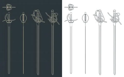 Rapier sword blueprints Stock Illustration