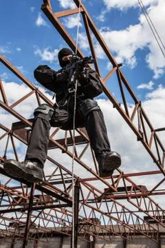 Rappeling assault Stock Photos