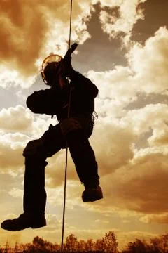 Rappeling assault Foto stock