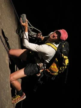 Rappelling into the dark Stock Photos