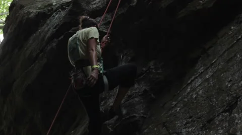 Rappelling From A Successful Climb Stock Footage 54560347