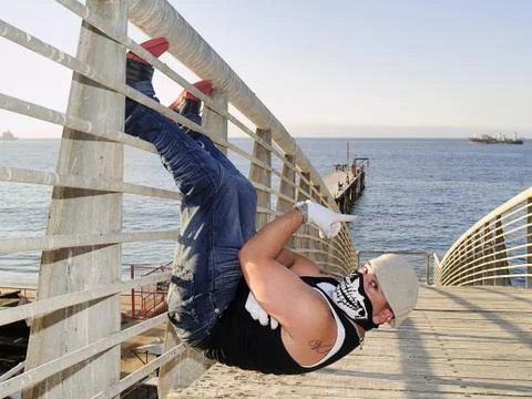 Rapper on a bridge 2 Stock Photos