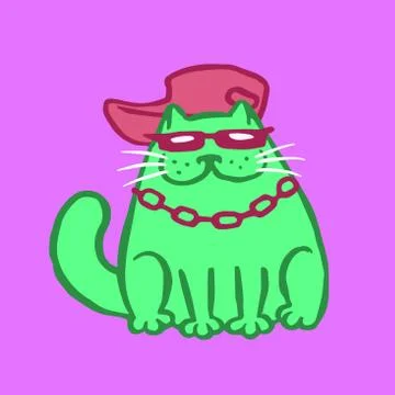 Rapper Cat Vector Illustration Stock Illustration