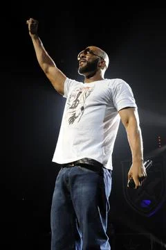 Rapper Common performing at the Boost Mobile Rock Corps at the Gibson Amphitheat Stock Photos