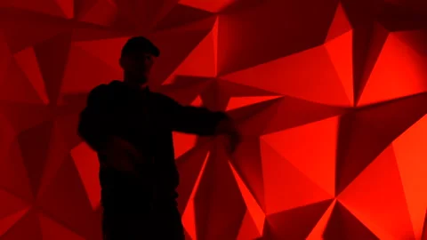Rapper dancing to the music. Silhouette Video stock 114133640