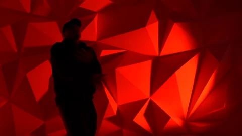 Rapper dancing to the music. Silhouette Video stock 114133650