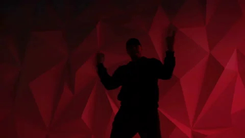Rapper dancing to the music. Silhouette Video stock 114133816