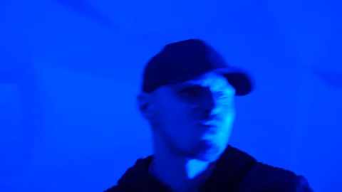 Rapper dancing to the music. Silhouette Video stock 114133899