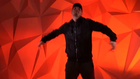 Rapper dancing to the music. Silhouette Video stock 114134060