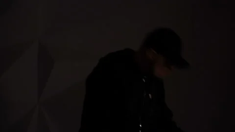 Rapper dancing to the music. Silhouette Video stock 114134447