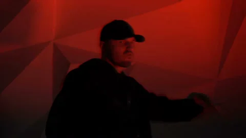 Rapper dancing to the music. Silhouette Video stock 114134624