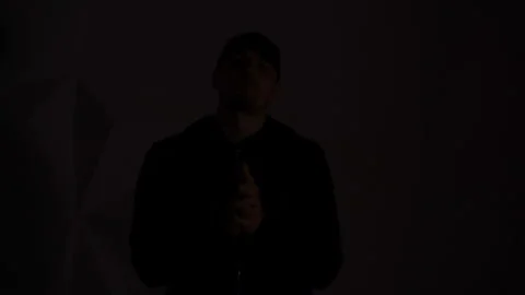 Rapper guy rap in front of the camera Video stock 115952865