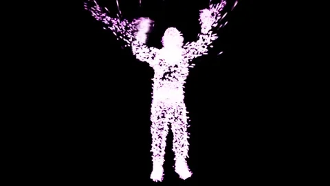 Rapper with Particles Effect - Purple Stock Footage 248725663
