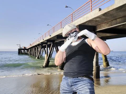 Rapper posing near a dock 2 Stock Photos
