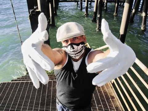 Rapper posing on stairs Stock Photos