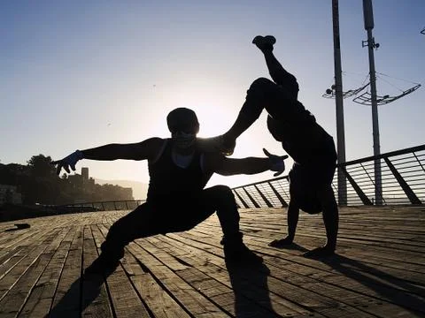 Rappers silhouettes 2 Stock Photos