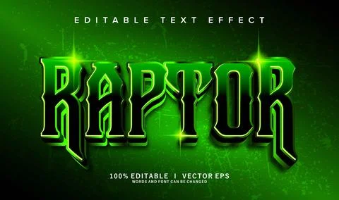 Raptor vector text effect with modern style design Stock Illustration