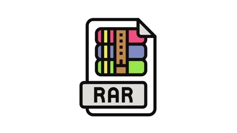 Rar file format document color icon animation Stock Footage 326100808