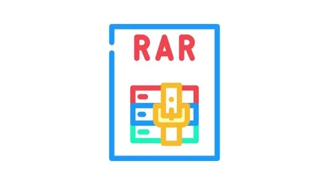 Rar file format document color icon animation Stock Footage 327271814