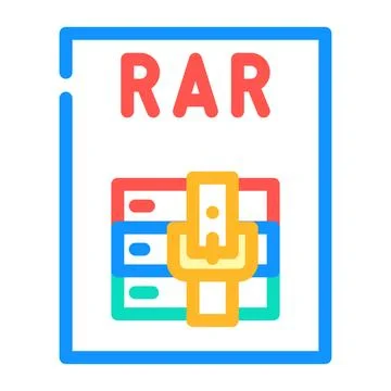 Rar file format document color icon vector illustration Illustrazione stock