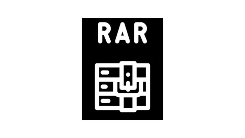 Rar file format document glyph icon animation Stock Footage 326746664