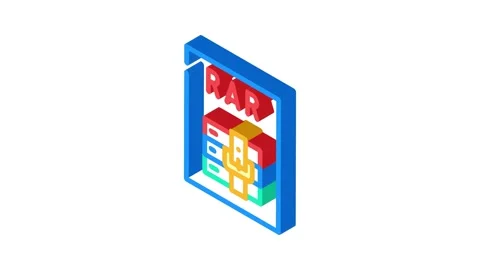 Rar file format document isometric icon animation Stock Footage 327294741