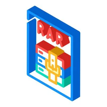 Rar file format document isometric icon vector illustration 스톡 일러스트