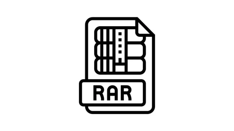 Rar file format document line icon animation Stock Footage 326137091