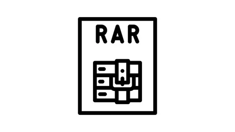 Rar file format document line icon animation Stock Footage 326766304