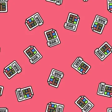Rar file format document vector seamless pattern Illustrazione stock