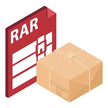 Rar file icon, isometric style 库存插图