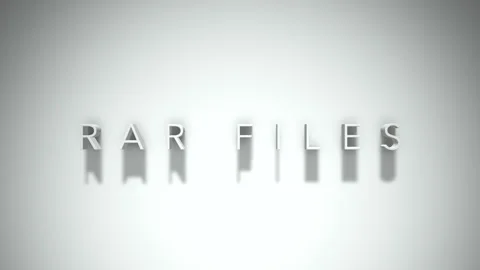 Rar files 3D title animation with shadows on a white background Stock Footage 297801981