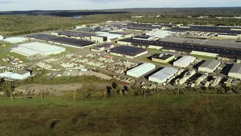 Rare:  Aerial view of US Army Depot Tobyhanna, PA, USA Stock Footage