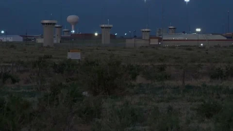 *Rare*  America's most secure prison: ADX "Supermax" Florence, Colorado at night Stock Footage 197640992