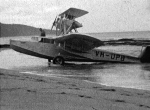Rare Archive Footage:  Australian Windhover Aircraft - Emergency Landing  (1931) Video stock 155687853