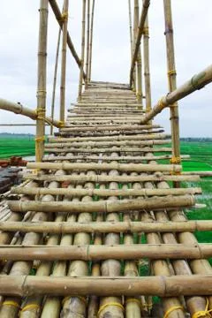 Rare bamboo steps for construction work Foto stock