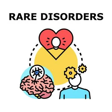 Rare disorders concept affecting brain, heart, and thinking process Stock Illustration