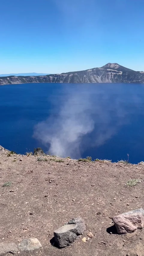 Rare Dust Devil Above Crater Lake Volcanic Caldera Oregon Video stock 341422630