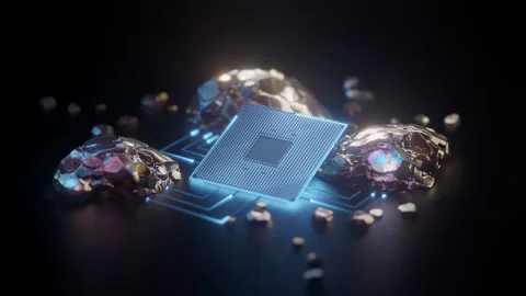 Rare Earth Minerals and CPU Chip for Technology Production Stock Footage 324716601