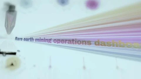 Rare earth mining dashboard title on black Stock Photos