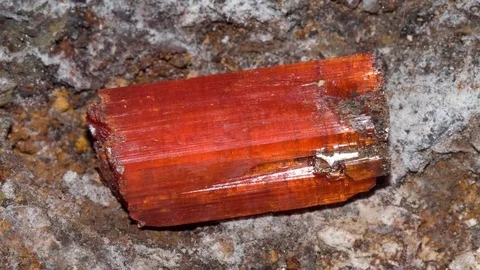 The rare gemstone Crocoite. 4K Stock Footage 77430671