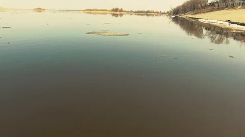 Rare ice floes on the river Stock Footage 89651501