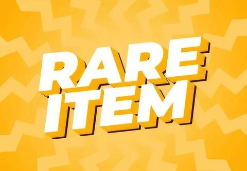 Rare item text with bold 3d style on yellow background Stock Illustration