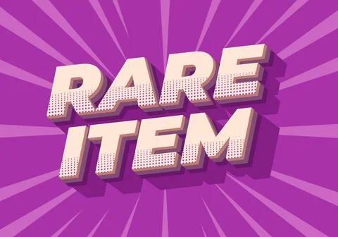 Rare item. Text effect in 3D style for print ad purpose Illustrazione stock