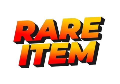 Rare item. Text effect in 3D style for print ad purpose Illustrazione stock