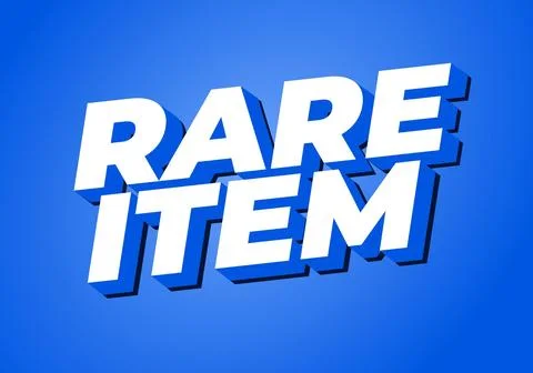 Rare item. Text effect in 3D style for print ad purpose Stock Illustration