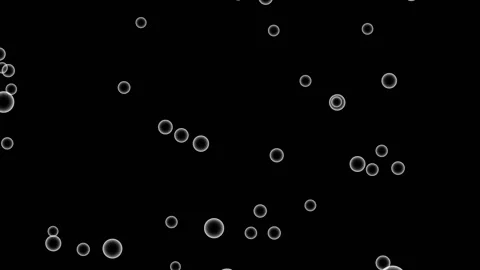 Rare matte air bubbles slowly rise from bottom to top against a black background Video stock 150113461
