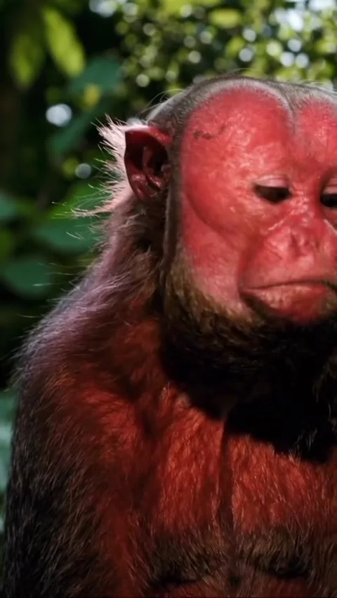 Rare monkey with red face Stock Footage 319025133