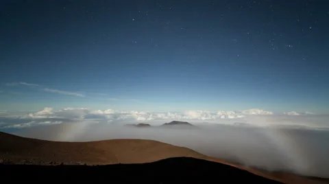 A rare moonbow (rainbow) phenomenon time lapse on Mauna Kea, Hawaii Stock-Footage 55866503